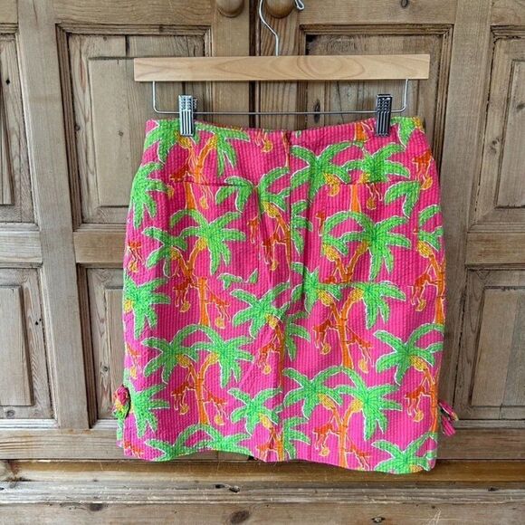Vintage Lilly Pultizer 8 Pink Monkies Palm Tree Print Skirt - Flawed - Picture 8 of 13